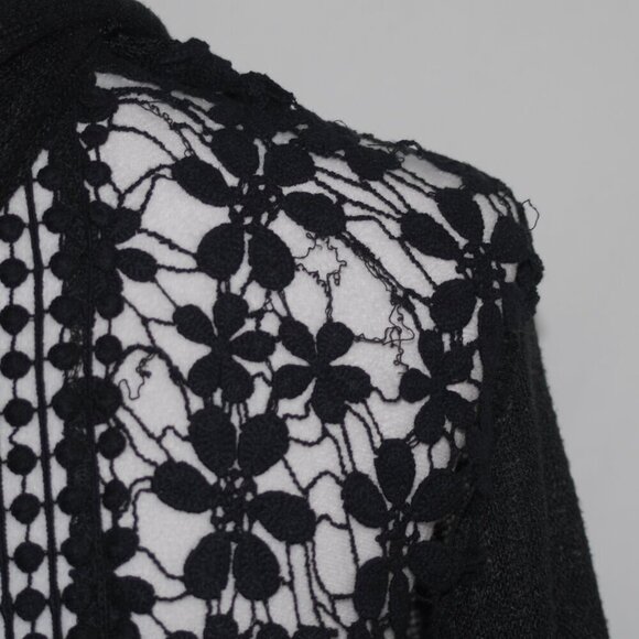 Cardigan Hoodie Duster Sheer Open Front Black Sweater haute monie Womens Large - Picture 6 of 7